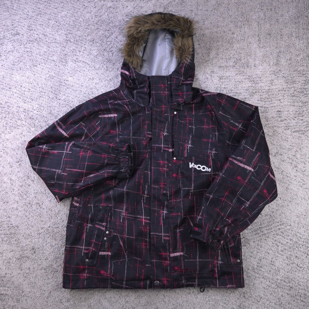 Volcom Snowboard Jacket Mens Small Hooded Nimbus Hudson Black H065802